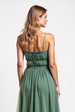 Eucalyptus A Line Chiffon Bridesmaid Dress with Slit