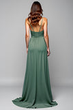 Eucalyptus Pleated Chiffon A Line Bridesmaid Dress