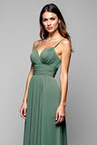 Eucalyptus Pleated Chiffon A Line Bridesmaid Dress