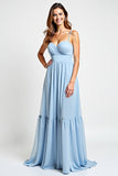 Chiffon Sky Blue A Line Bridesmaid Dress