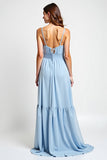 Chiffon Sky Blue A Line Bridesmaid Dress