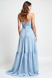 Chiffon Sky Blue A Line Bridesmaid Dress