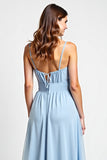 Chiffon Sky Blue A Line Bridesmaid Dress