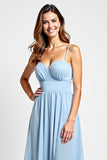 Chiffon Sky Blue A Line Bridesmaid Dress