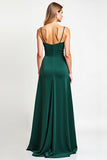 Pine Spaghetti Straps A Line Bridesmaid Dress