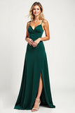 Pine A Line Spaghetti Straps Bridesmaid Dress