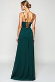 A Line Spaghetti Straps Pine Chiffon Bridesmaid Dress