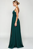 A Line Spaghetti Straps Pine Chiffon Bridesmaid Dress