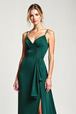 Chiffon Spaghetti Straps Pine Bridesmaid Dress