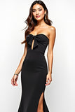 Strapless Mermaid Cut Out Black Tie Dress