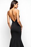 Strapless Mermaid Cut Out Black Tie Dress