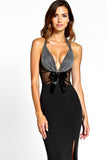 Mermaid Halter Black Tie Dress With Slit