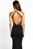 Mermaid Halter Black Tie Dress With Slit