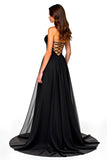 Sparkly A Line Strapless Ruched Black Tie Dress