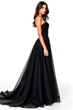 Sparkly A Line Strapless Ruched Black Tie Dress