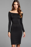 Sheath Long Sleeves Off the Shoulder Little Black Dress