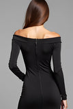 Sheath Long Sleeves Off the Shoulder Little Black Dress