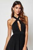 Halter A Line Hollow-out Little Black Dress