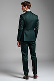 Dark Green Notched Lapel Plaid Long Men's Prom Suits