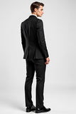 Single Breasted Black 2 Pieces Peak Lapel Men's Suits