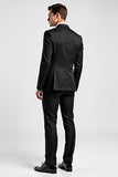 Single Breasted Black 2 Pieces Peak Lapel Men's Suits