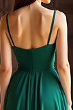 A Line Green Spaghetti Straps Spaghetti Straps Long Prom Dress