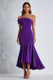 Mermaid Plum One Shoulder Long Chiffon Formal Dress