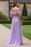 Lilac A Line Off The Shoulder Long Tulle Formal Dress