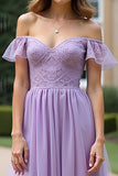 Lilac A Line Off The Shoulder Long Tulle Formal Dress