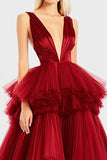 Red Spaghetti Straps A Line Pleated Long Formal Dress