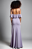 Lilac Satin Mermaid Asymmetrical Long Formal Dress