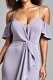 Lilac Satin Mermaid Asymmetrical Long Formal Dress