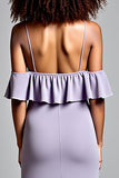 Lilac Satin Mermaid Asymmetrical Long Formal Dress