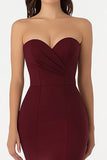 Burgundy Mermaid Strapless Formal Dress