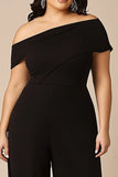 Black Plus Size One Shoulder Mother of the Bride Outfit