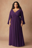 Dark Purple Chiffon Plus Size Mother of the Bride Dress