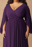 Dark Purple Chiffon Plus Size Mother of the Bride Dress