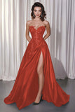 Black A Line Satin Sweetheart Long Formal Dress with Appliques