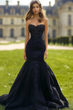 Sparkly Black Mermaid Sweetheart Long Prom Dress With Beading