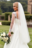 Ivory Organza Sweep Train V Neck Wedding Dress with Lace
