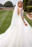 Ivory Organza A Line  Strapless Sweep Train Wedding Dress