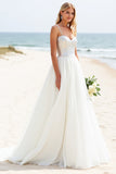 Ivory Organza Sweep Train Spaghetti Straps Boho Wedding Dress with Sequins