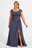 Twilight A Line Chiffon Long Plus Size Mother of the Bride Dress with Slit