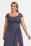 Twilight A Line Chiffon Long Plus Size Mother of the Bride Dress with Slit