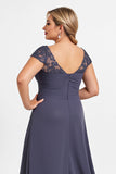 Twilight A Line Chiffon Long Plus Size Mother of the Bride Dress with Slit