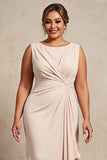 Apricot Sheath Cut Out Ruffled Long Plus Size Mother of the Bride Dress