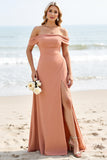 Sunset A Line Off The Shoulder Long Bridesmaid Dress