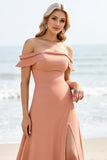 Sunset A Line Off The Shoulder Long Bridesmaid Dress