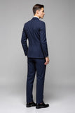 Navy Pinstripe 3 Piece One Button Notched Lapel Men's Suits