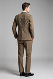 Khaki Slim Fit 2 Piece Notched Lapel Plaid Men's Suits